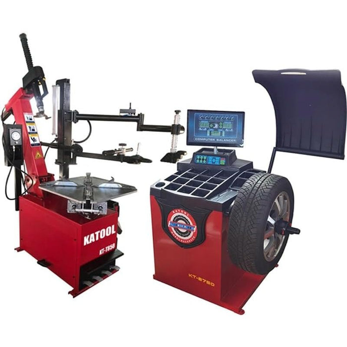 Katool Tire Changer KT-T850 & Wheel Balancer KT-B750 Combo w/ adaptors