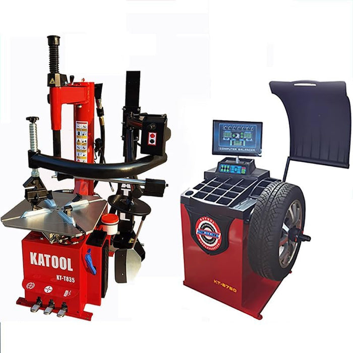 Katool Tire Changer KT-T835 & Wheel Balancer KT-B750 Combo w/ adaptors