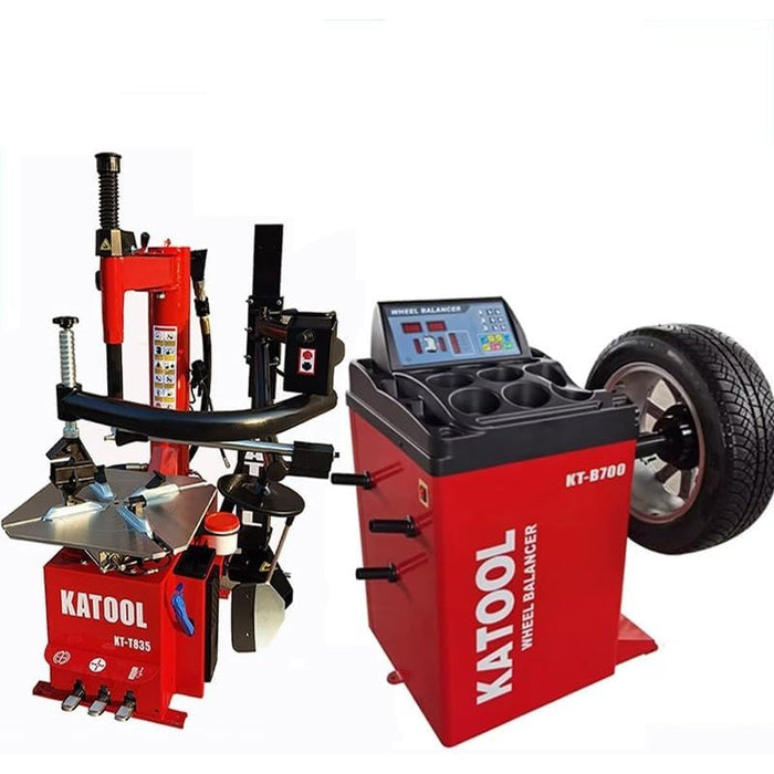Katool Tire Changer KT-T835 & Wheel Balancer KT-B700 Combo w/ adaptors