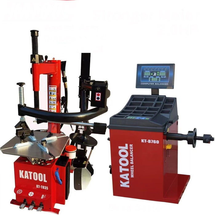 Katool Tire Changer KT-T835 & Wheel Balancer KT-B760 Combo w/ adaptors