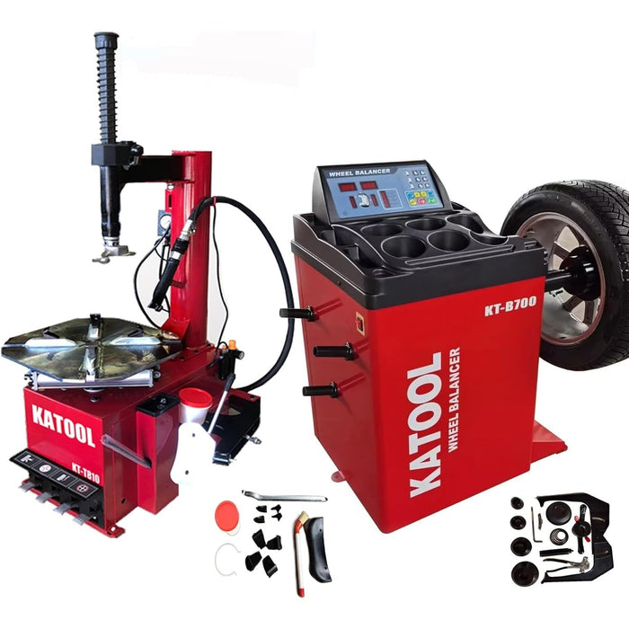 Katool Tire Changer KT-T810 & Wheel Balancer KT-B700 Combo w/ adaptors